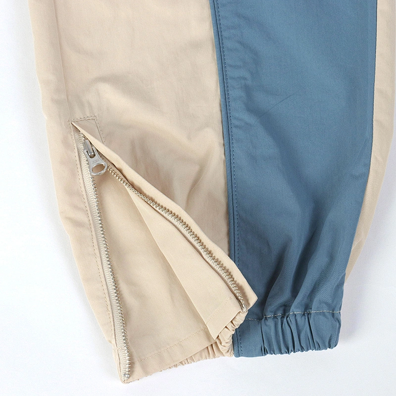 color block nylon track pants front view